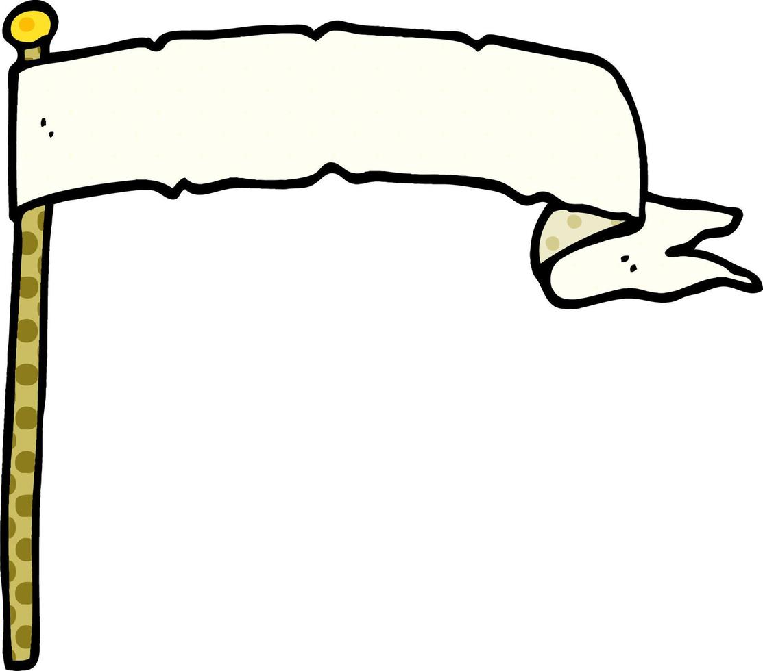 cartoon doodle waving white banner flag vector