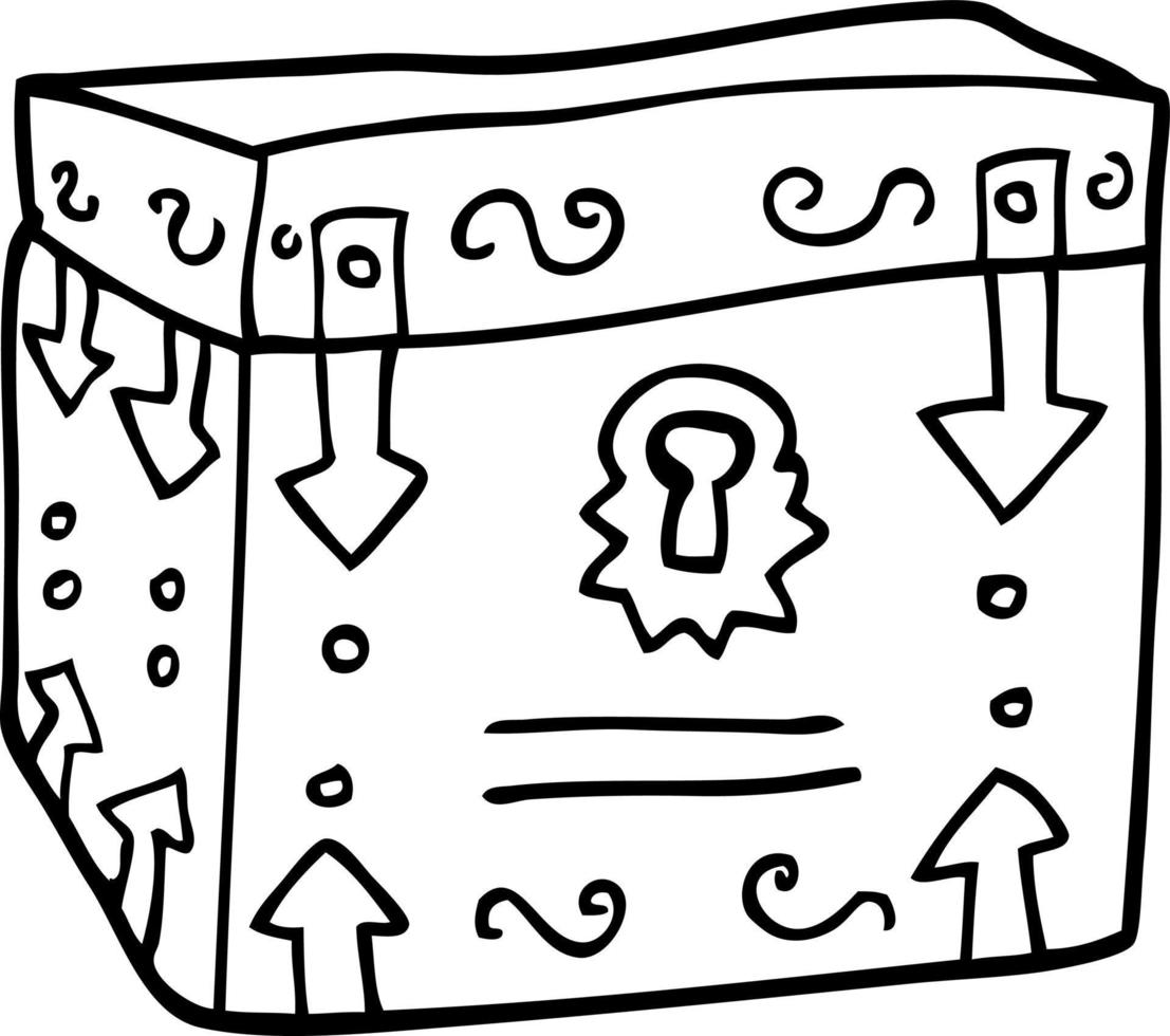 line drawing cartoon treasure chest vector