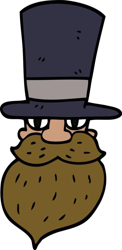 cartoon doodle man in top hat vector