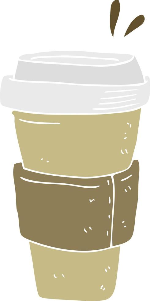 flat color illustration of a cartoon coffee cup vector