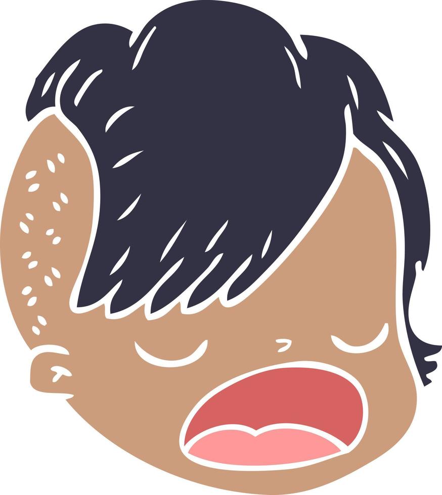 flat color style cartoon female face vector