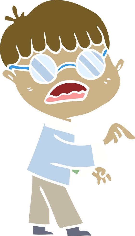 niño de dibujos animados de estilo de color plano con gafas vector