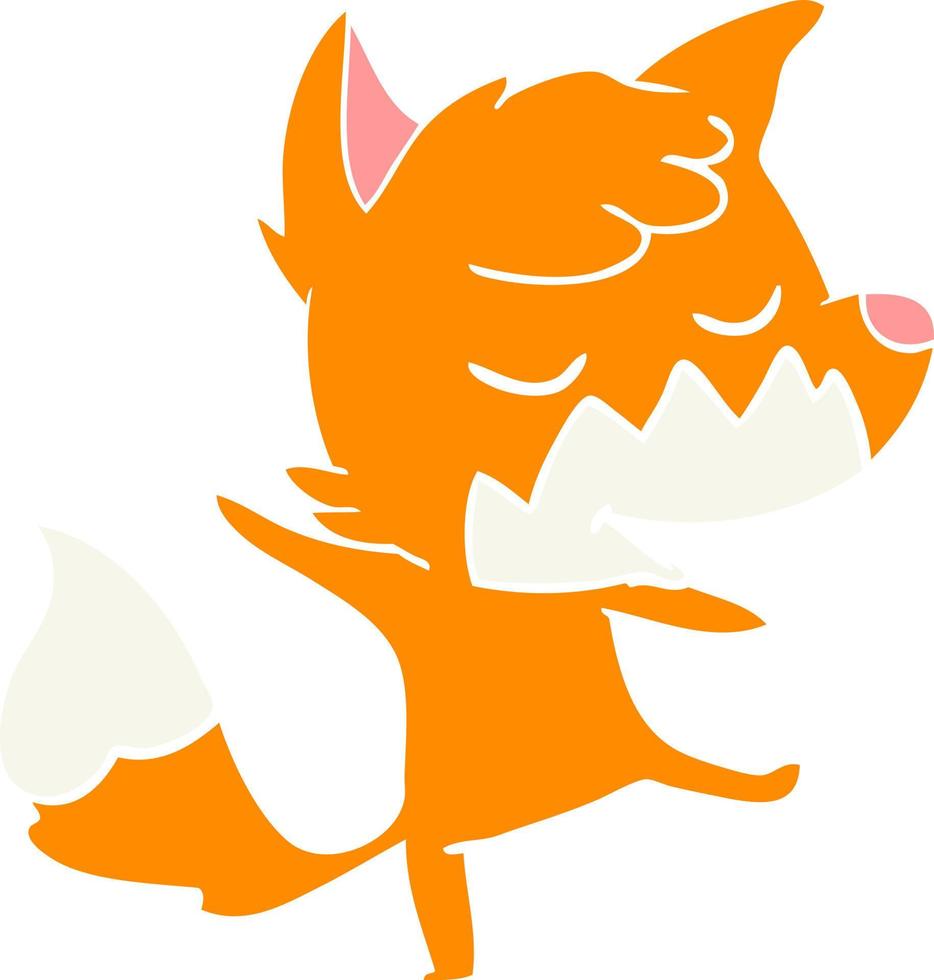 friendly flat color style cartoon fox vector