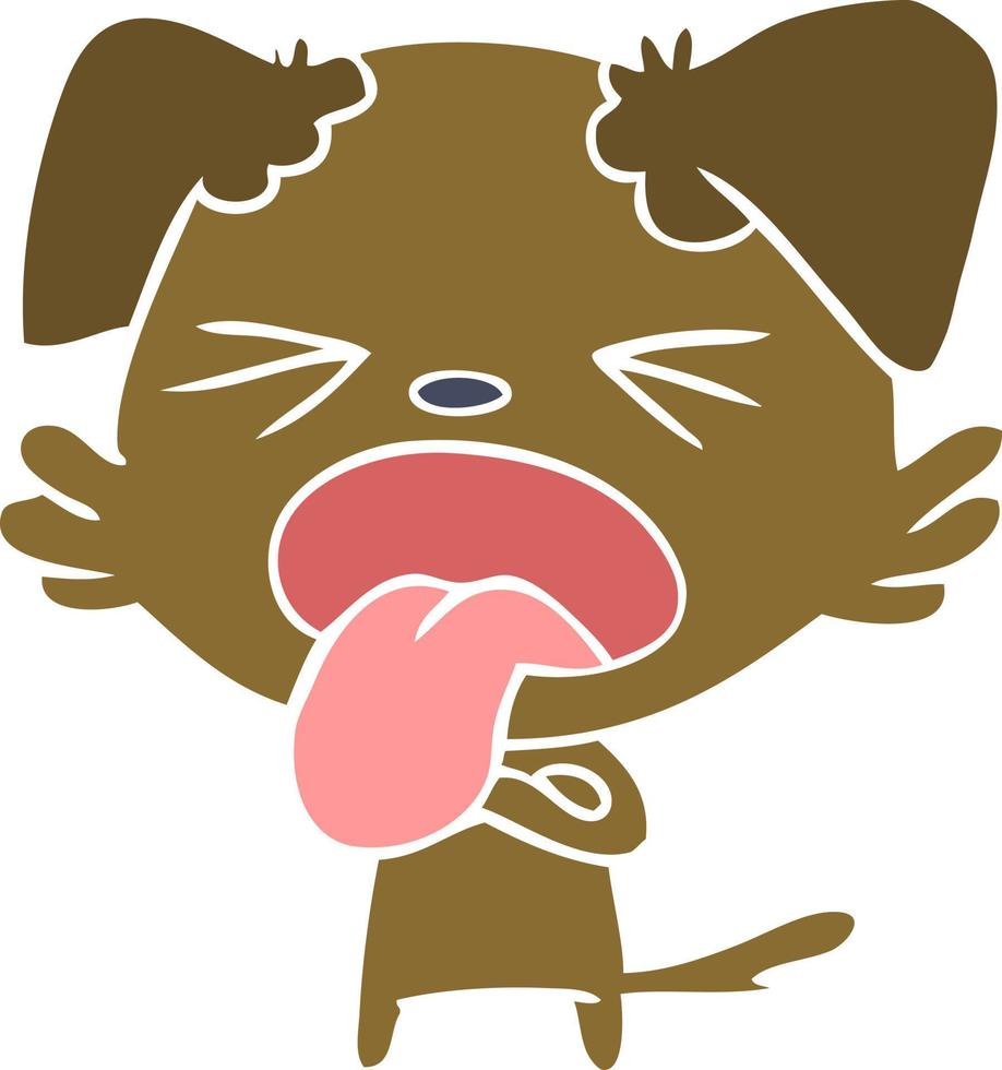 perro disgustado de dibujos animados de estilo de color plano vector