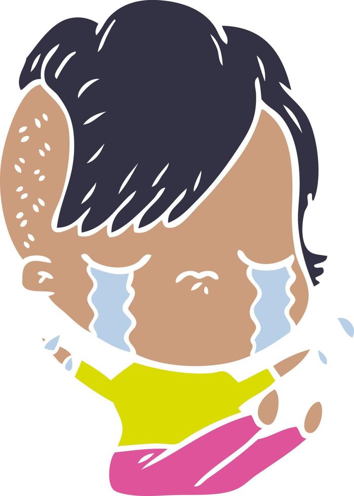 niña llorando de dibujos animados de estilo de color plano vector