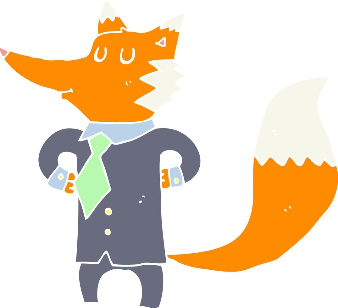 flat color style cartoon fox businessman vector