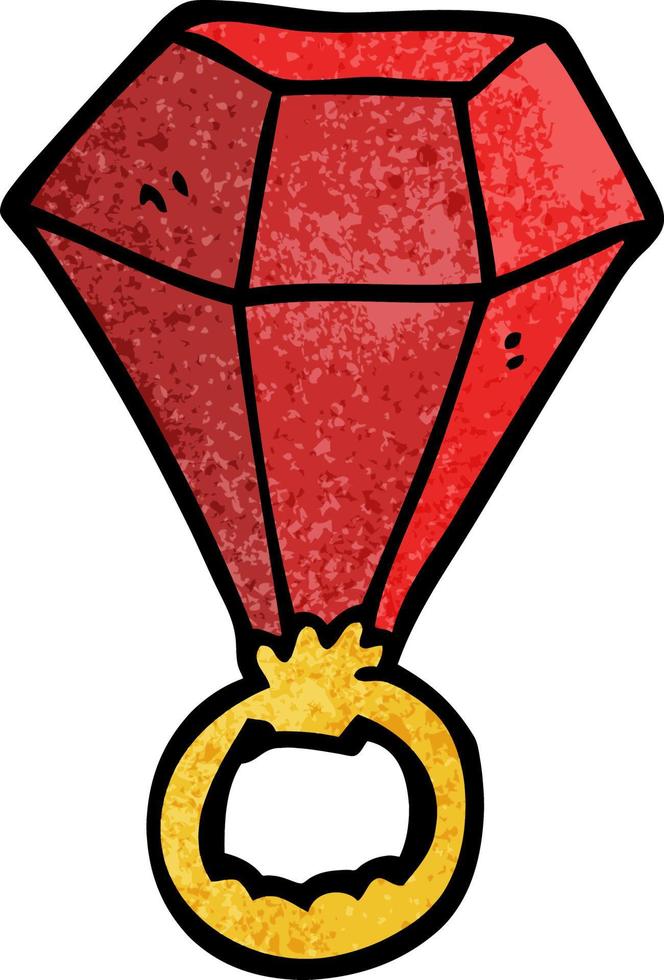 caricatura, garabato, rojo, rubí, anillo vector