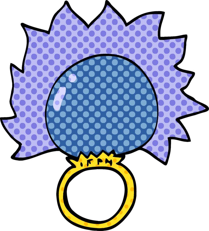 anillo de estado de ánimo de garabato de dibujos animados vector