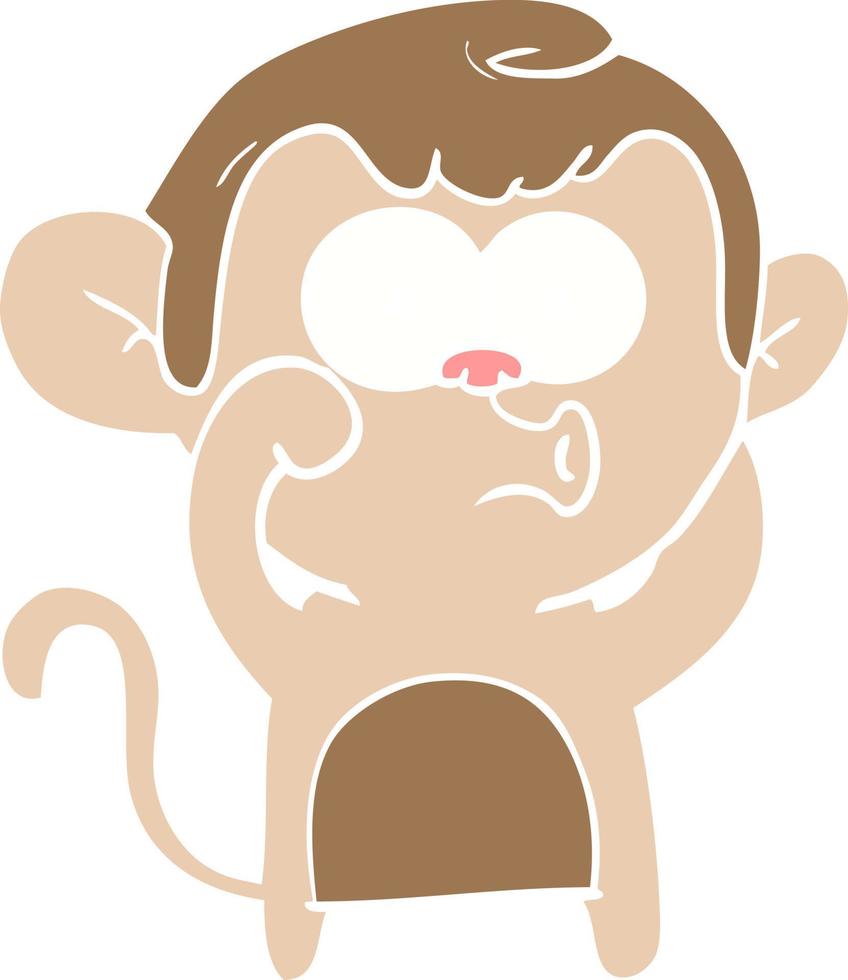 flat color style cartoon hooting monkey vector