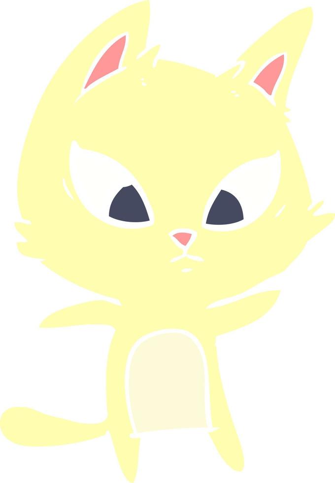 confused flat color style cartoon cat vector