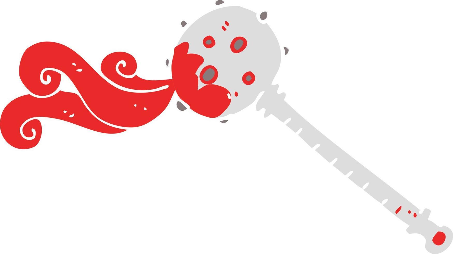 flat color illustration of a cartoon medieval mace vector