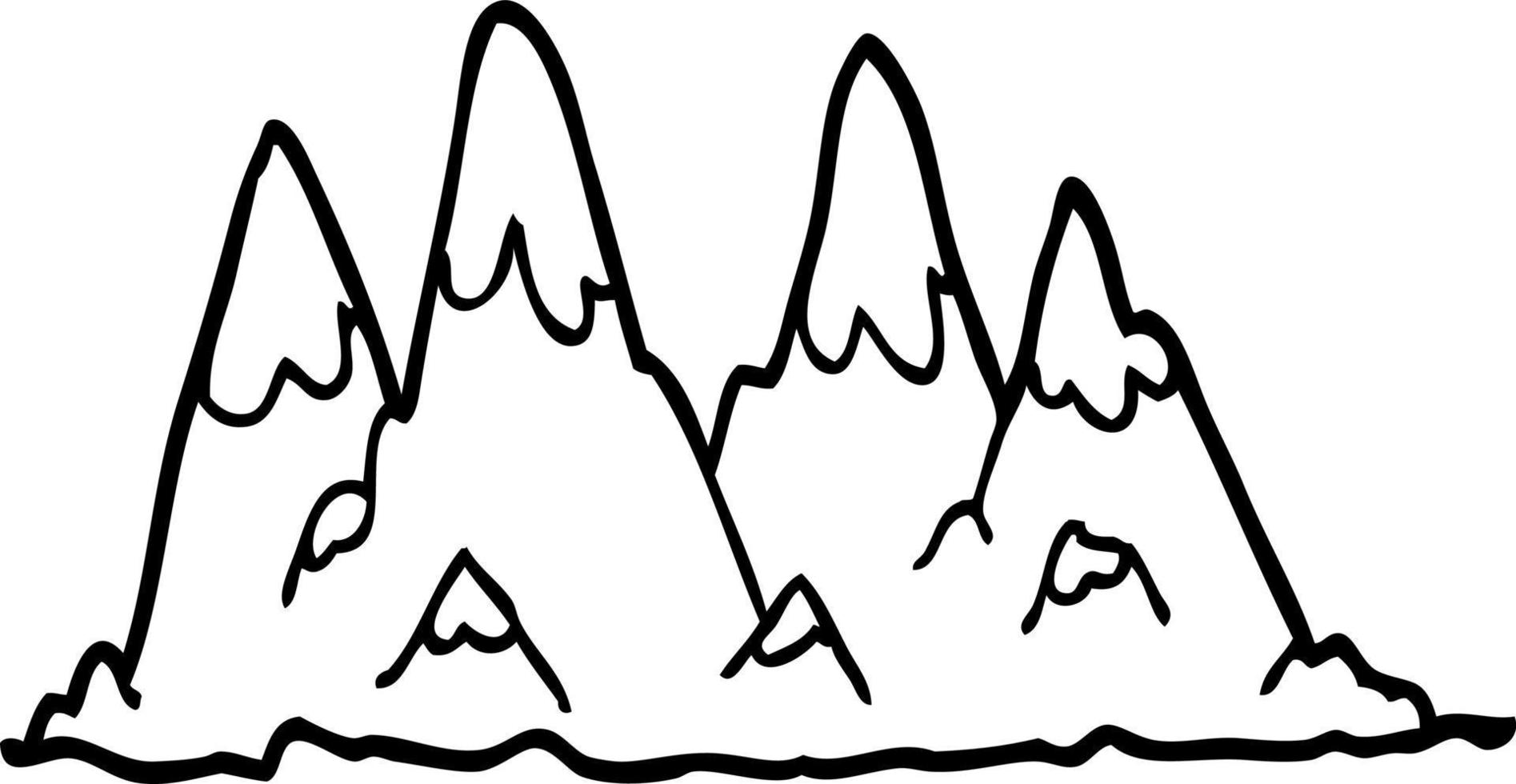 line drawing cartoon mountain range vector