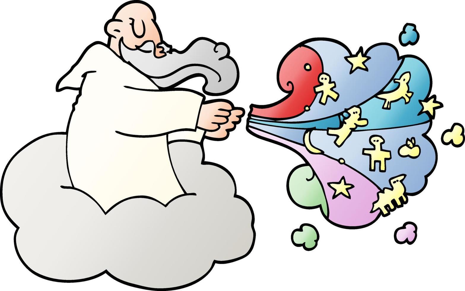 cartoon doodle god on cloud vector