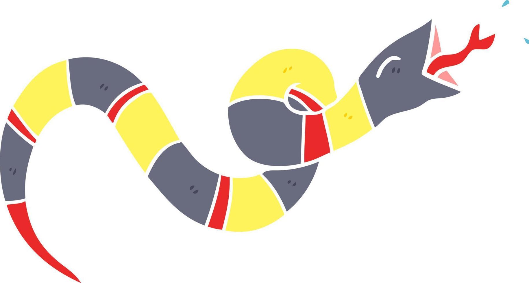 serpiente sibilante de dibujos animados de estilo de color plano vector