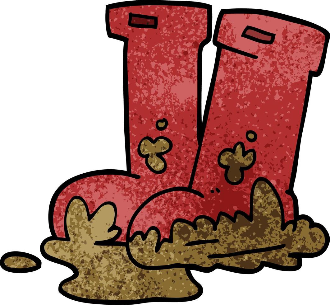 cartoon doodle muddy boots vector