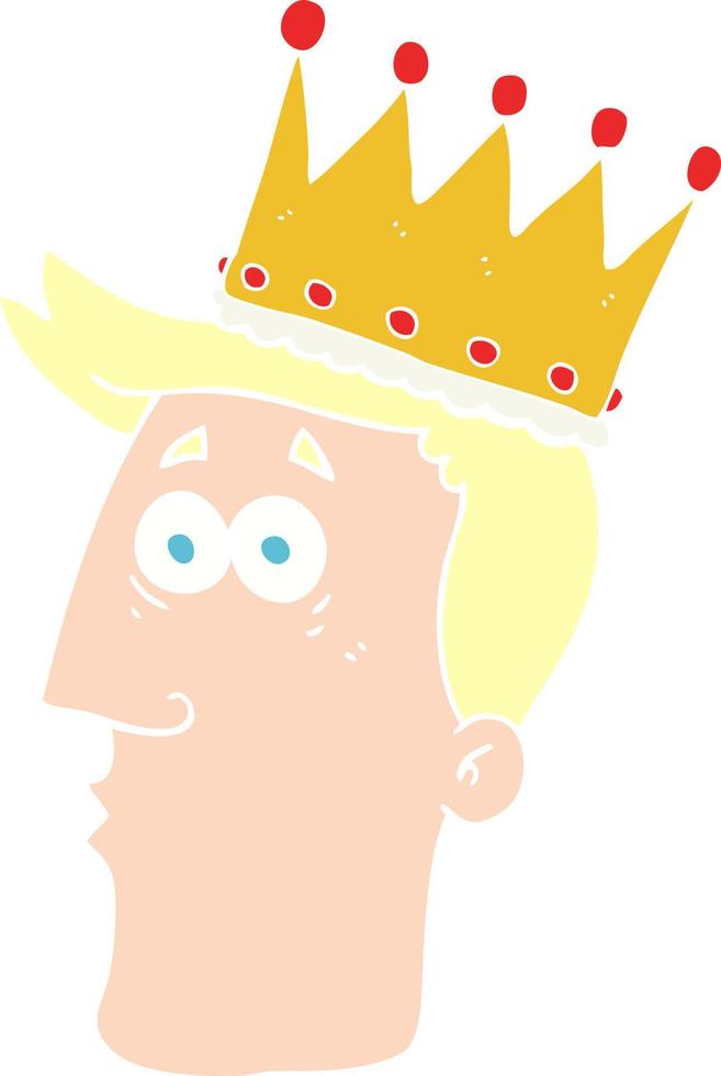 flat color illustration of a cartoon kings head vector