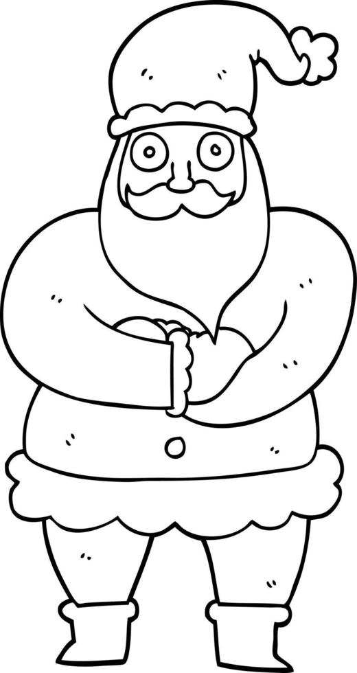 line drawing cartoon father christmas vector