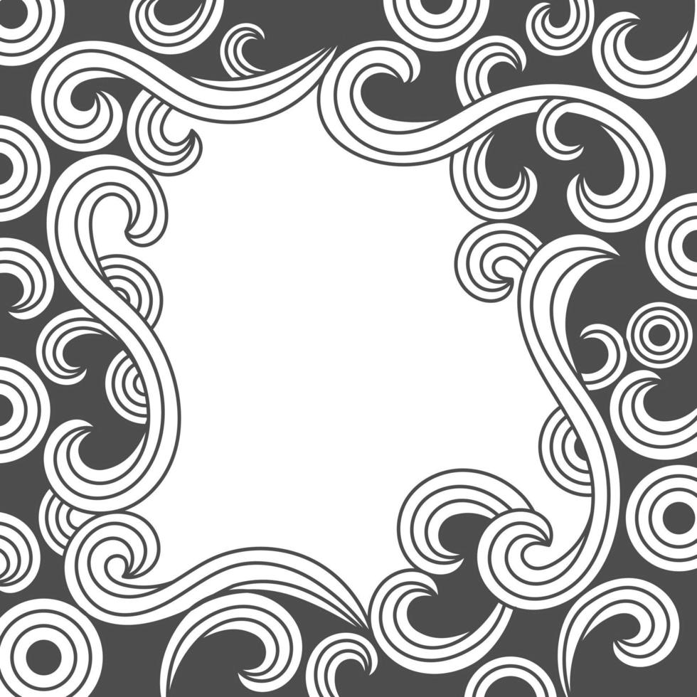 Black white decorative doodles wave. - Vector. vector