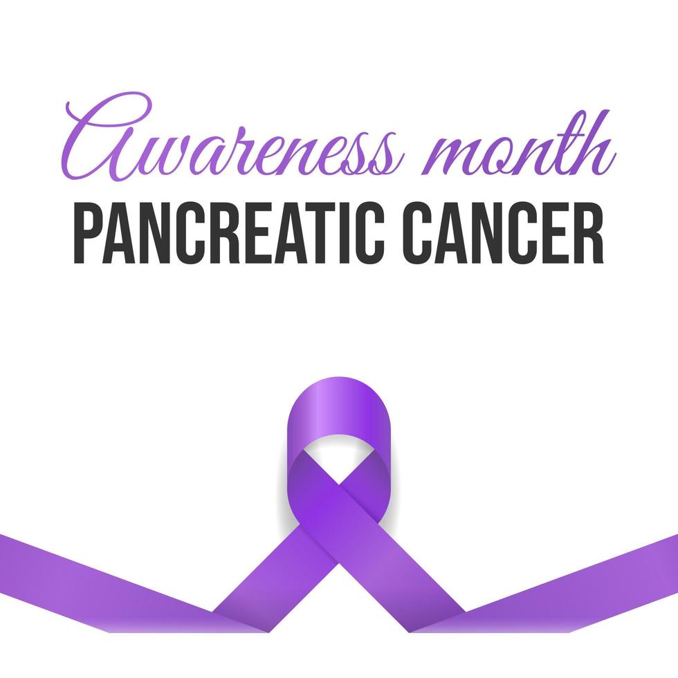 Pancreatic Cancer Awareness Poster Purple Ribbon. - Vector. vector