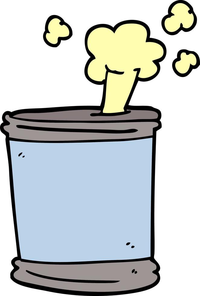 cartoon doodle bursting can of food vector