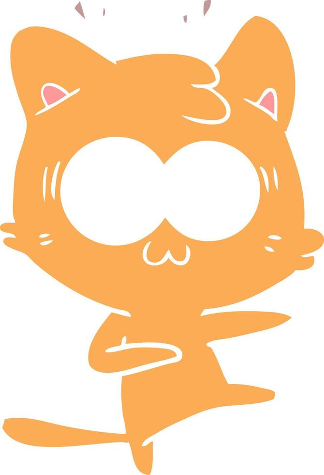 gato sorprendido de dibujos animados de estilo de color plano vector