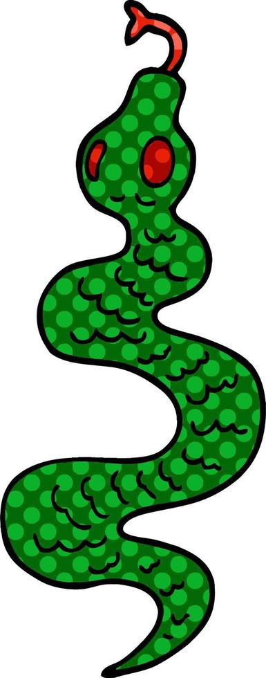 cartoon doodle green snake vector