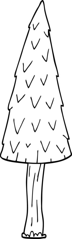 line drawing cartoon christmas tree vector