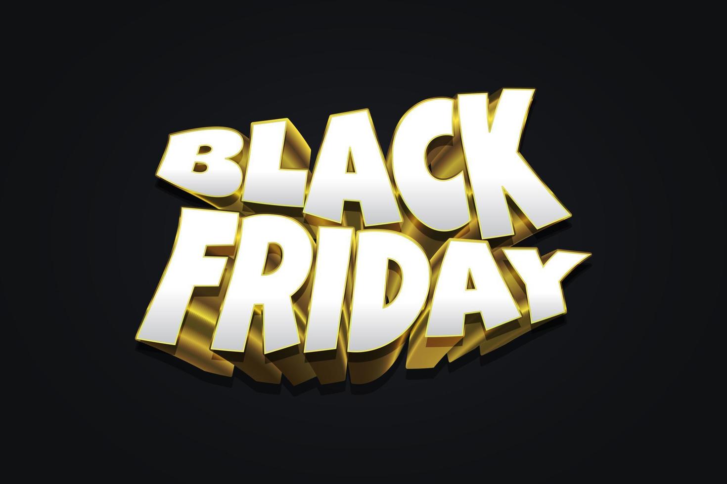 Black Friday Banner with 3D White and Gold Text on Black Background