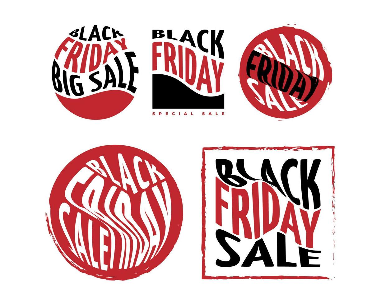 conjunto de etiquetas de venta de viernes negro. cintas de viernes negro y etiqueta de ventas para descuento, publicidad y marketing. diseño de placa vector