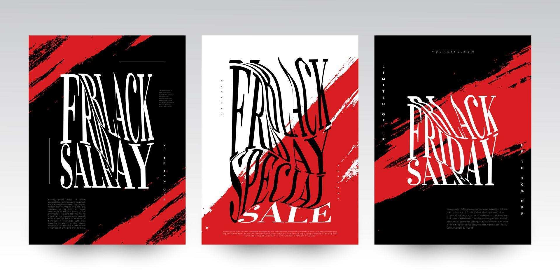 Creative Black Friday Sale Banner or Poster Set. Poster, Flyer, Brochure or Social Media Template Design for Black Friday Campaign Promotion and Advertising vector