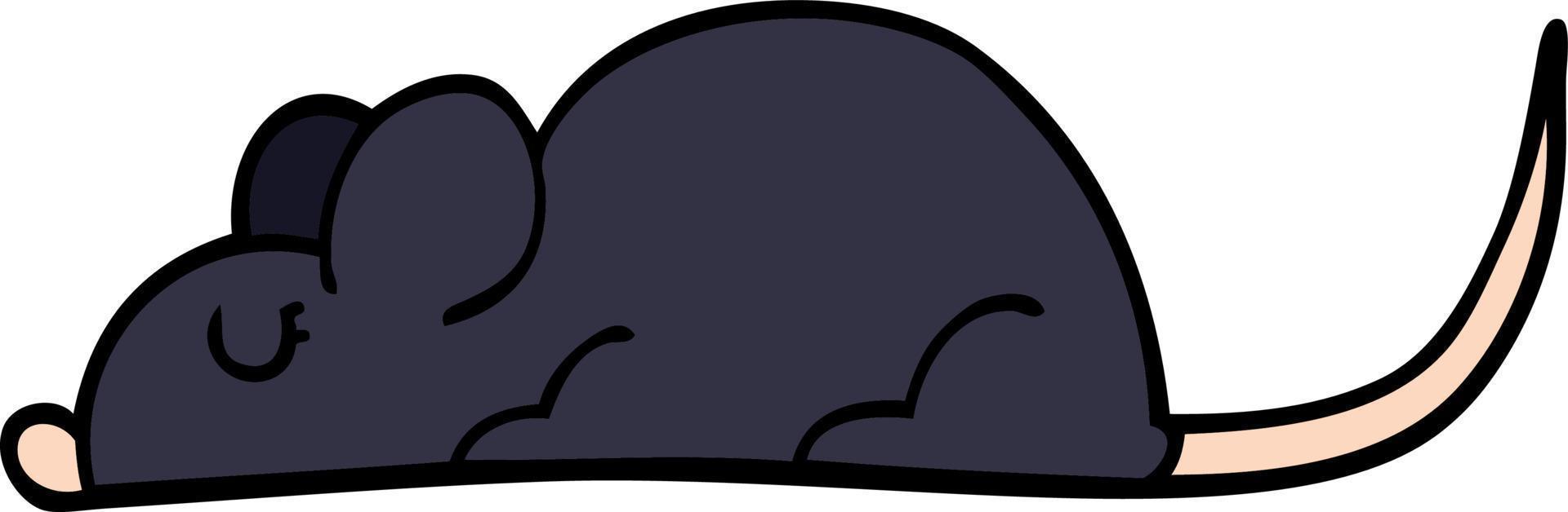 cartoon doodle black rat vector