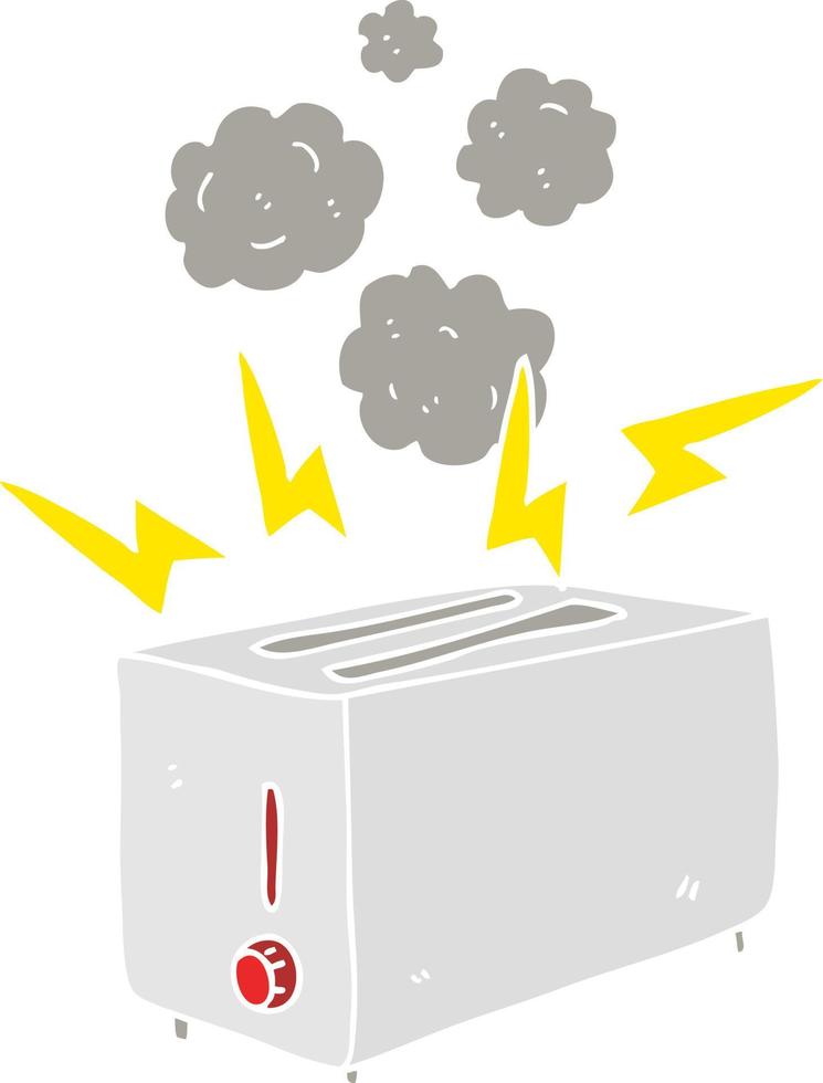 flat color illustration of a cartoon faulty toaster vector