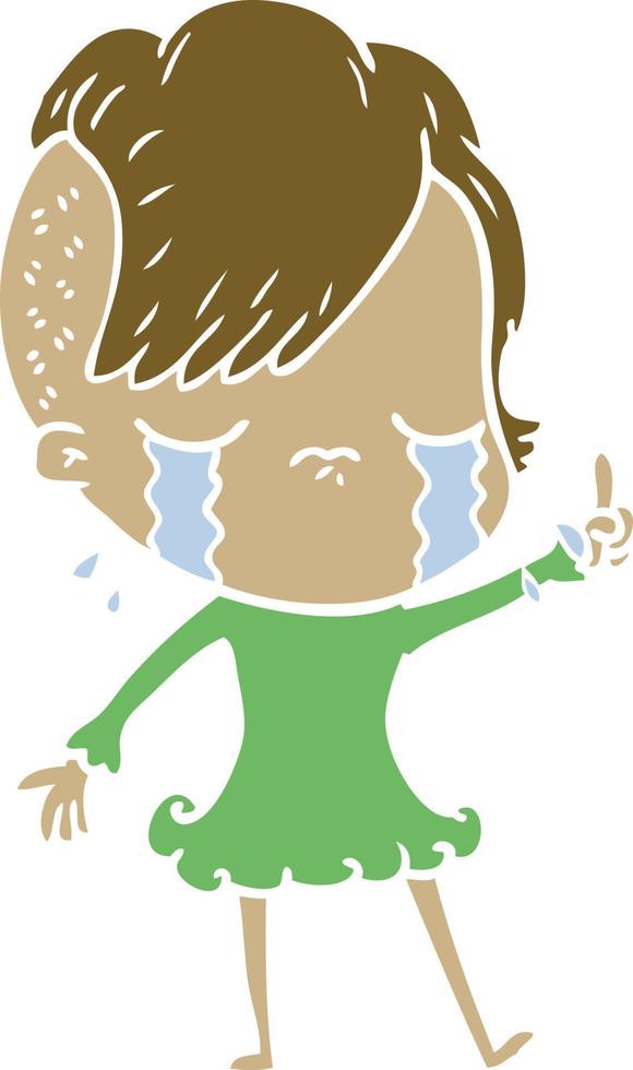 flat color style cartoon crying girl vector