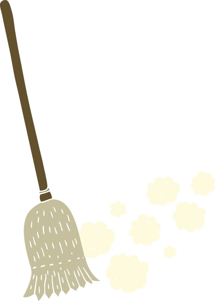 flat color illustration of a cartoon sweeping brush vector