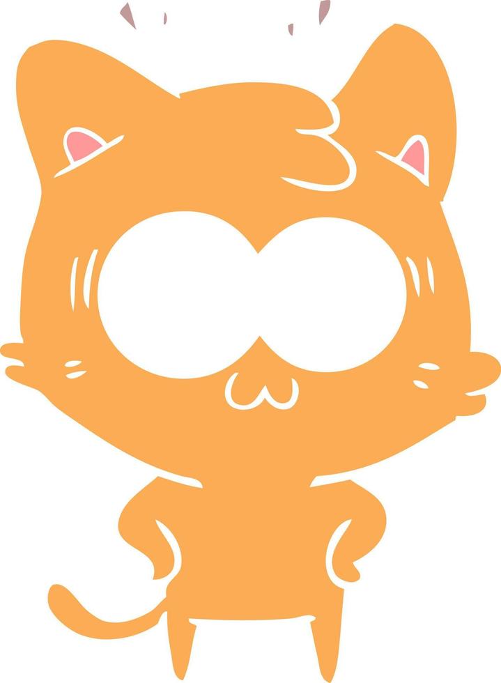 gato sorprendido de dibujos animados de estilo de color plano vector