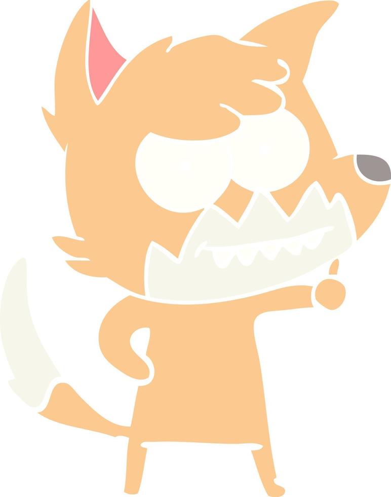 flat color style cartoon grinning fox vector