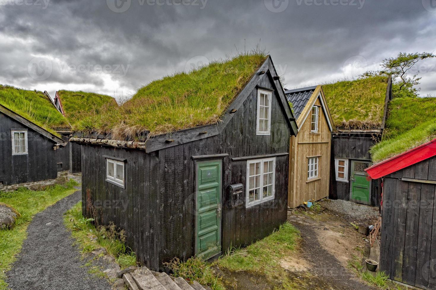 Far oer island wood grass roof house photo