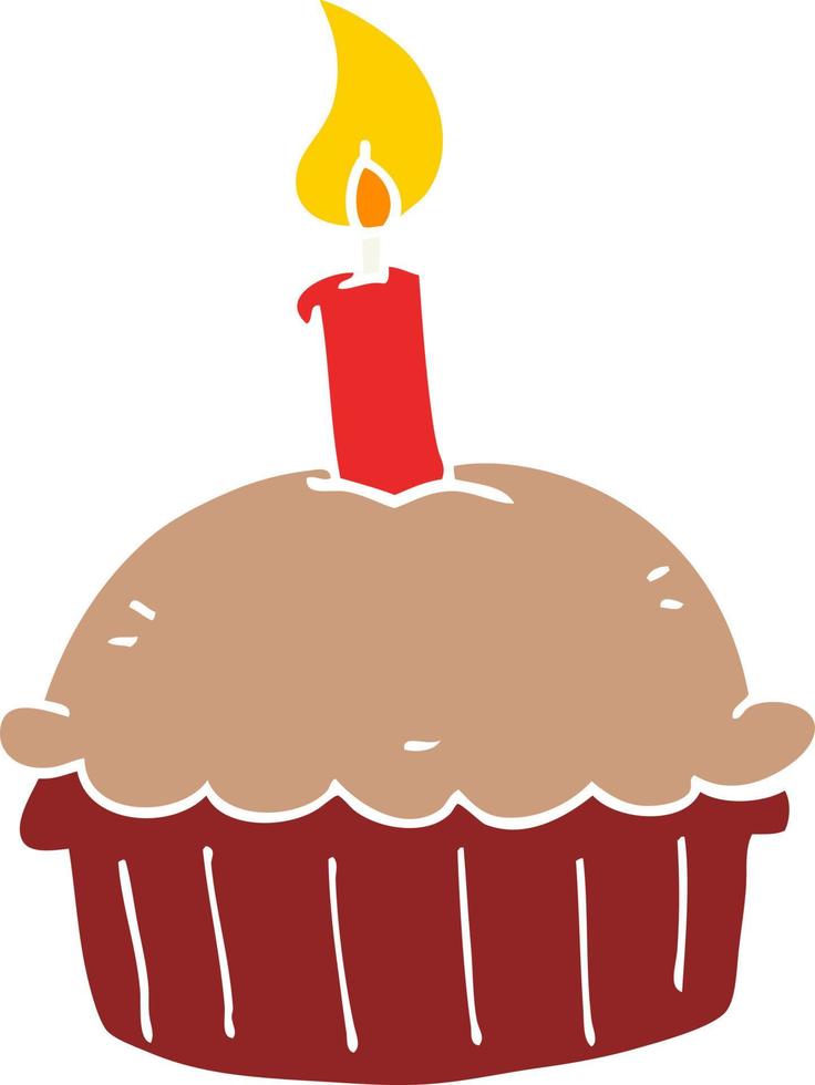 flat color style cartoon birthday cupcake vector