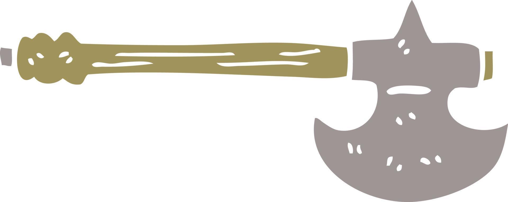 cartoon doodle medieval axe vector