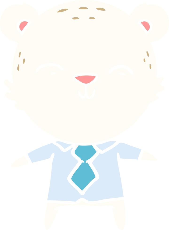 happy flat color style cartoon polar bear office worker vector