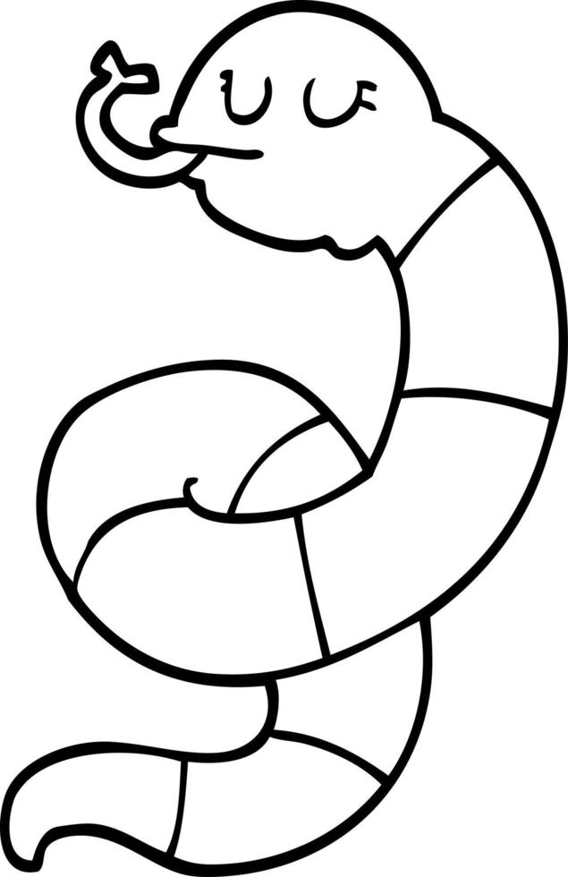 line drawing cartoon snake coiled vector