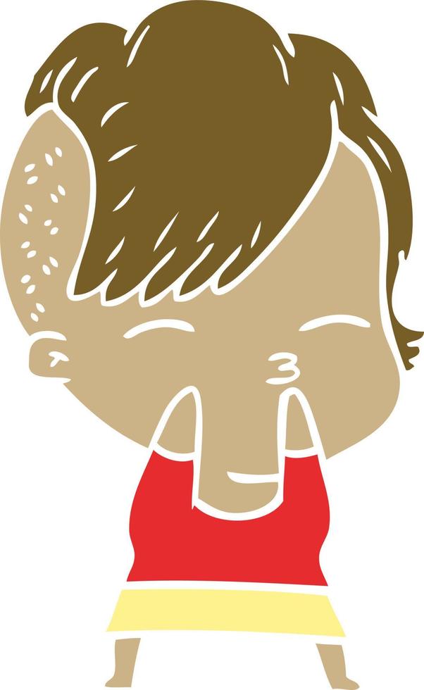 flat color style cartoon squinting girl vector