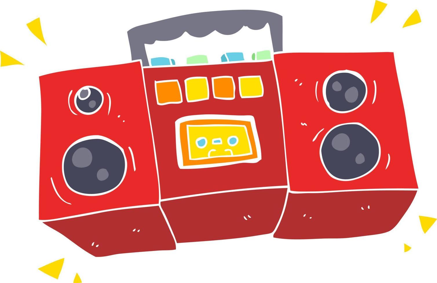 flat color illustration of a cartoon cassette tape player vector