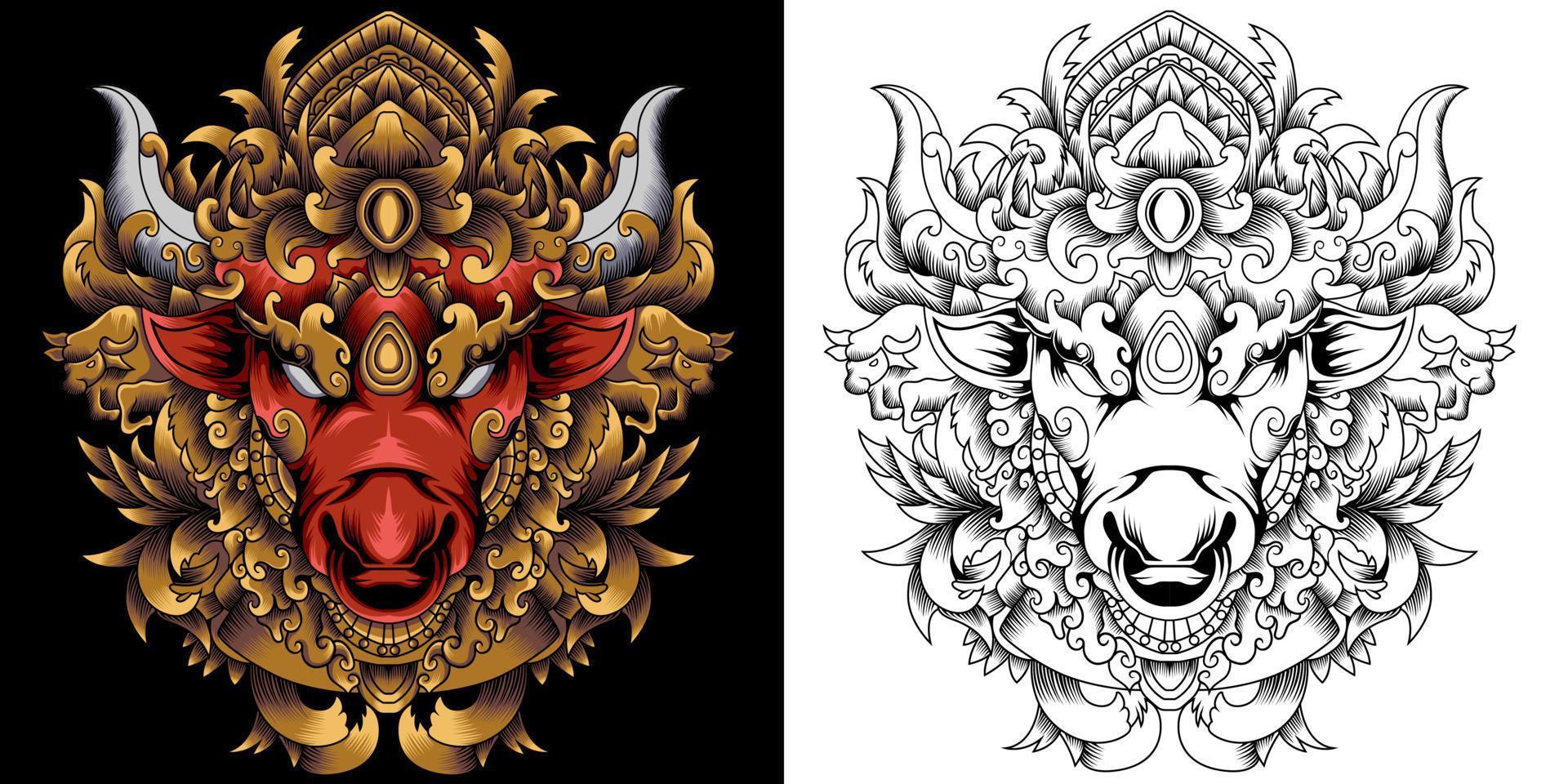 bull head with ornament vector illustration