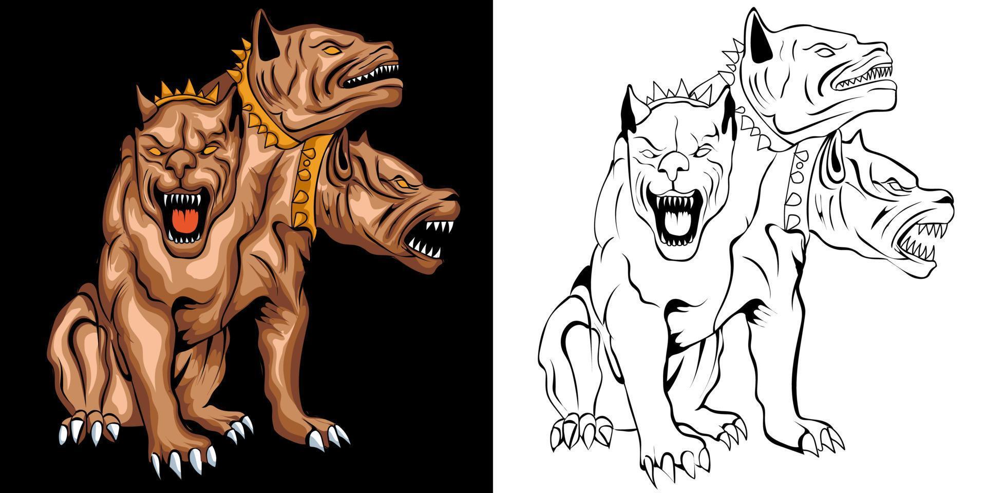 Ilustración de vector de Cerberus en estilo detallado