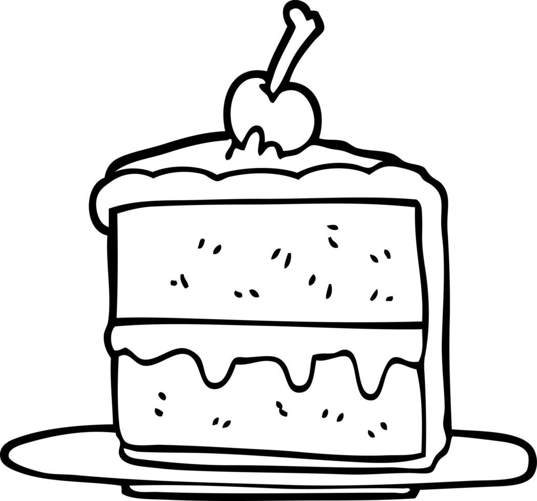 line drawing cartoon chocolate cake vector