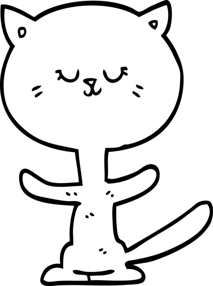 gato feliz de dibujos animados de dibujo lineal vector