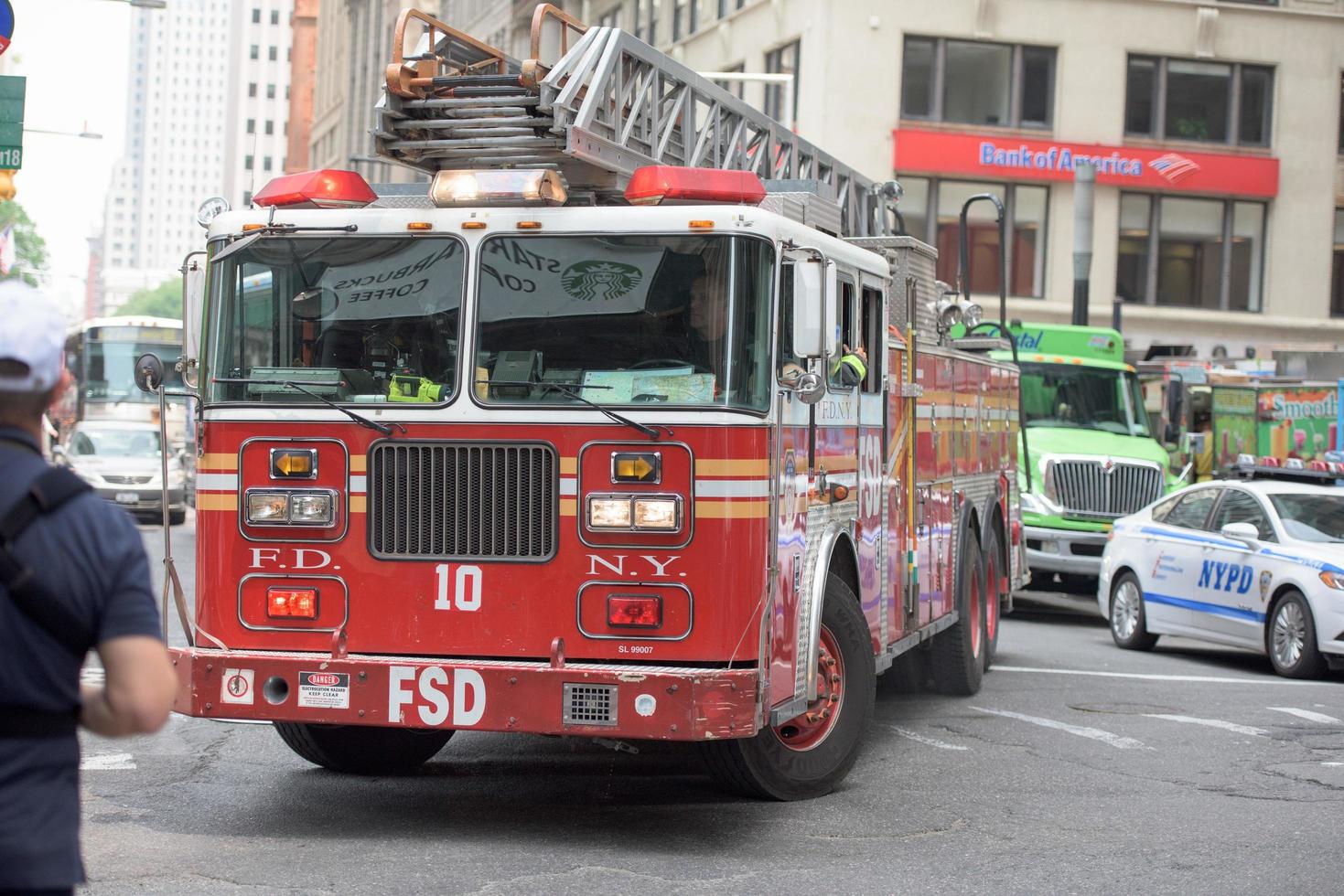 NEW YORK CITY - JUNE 12 2015 Fireman Truck going for fire photo