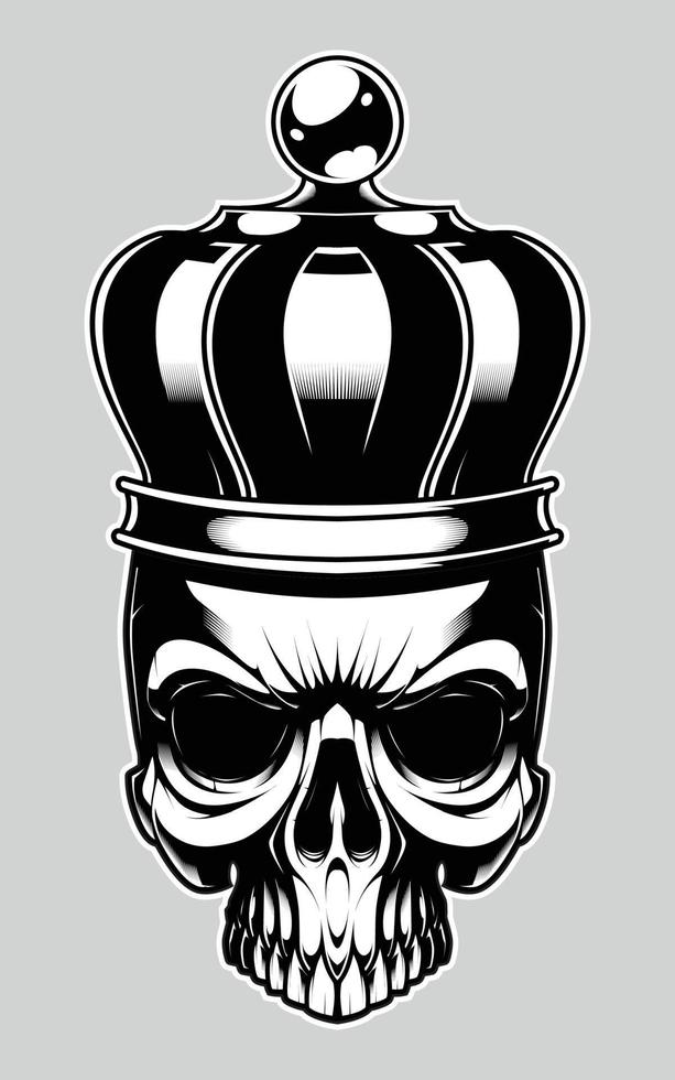 The King of Skulls Black and White Vector