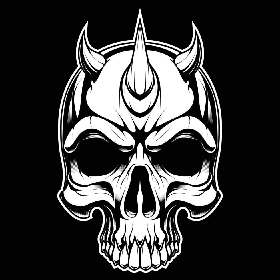 The Rhino Skull Black and White Vector